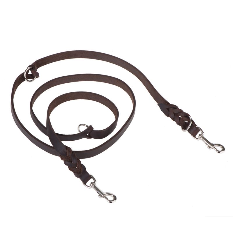 Heim Lederleine mit eingeflochtenem Karabiner - braun zu TOP-Preisen