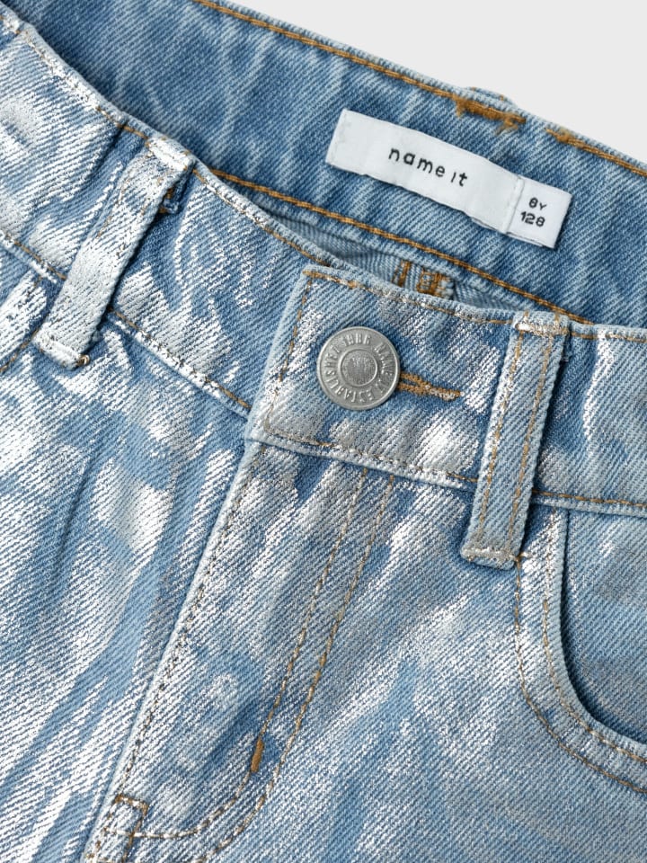 name it Metallic Jeans NKFROSE STRAIGHT JEANS in light blue denim günstig kaufen