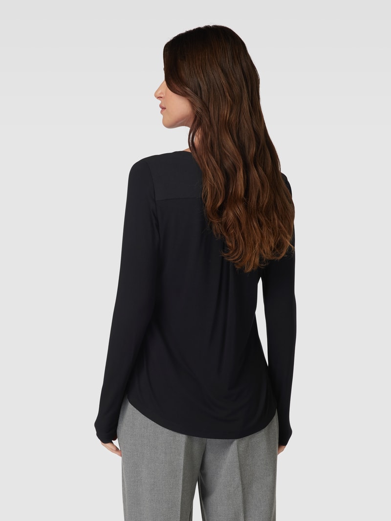 Bluse mit Tunikakragen in schwarz