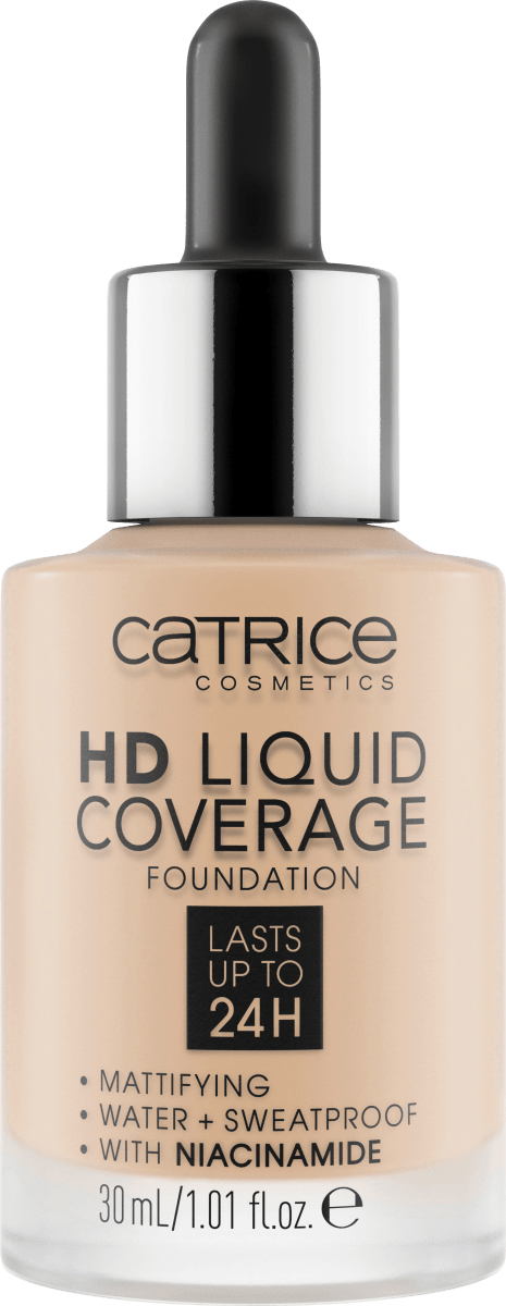 Foundation Liquid HD Coverage Waterproof 10 Light Beige, 30 ml
