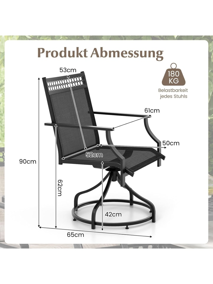 COSTWAY 2er Set Gartenstühle drehbar in Grau günstig kaufen onesize