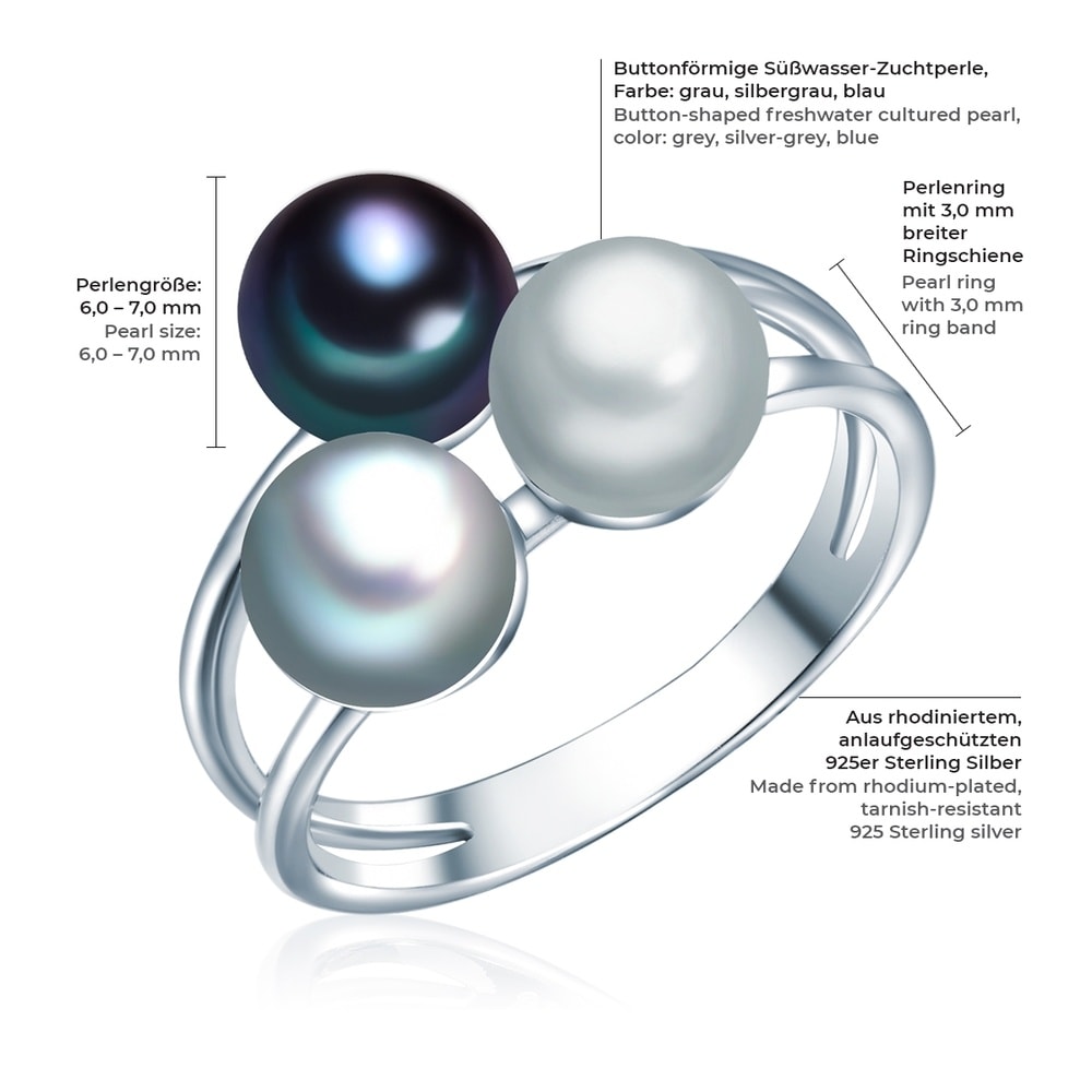 Valero Pearls Bague Argent sterling Perle de culture d'eau douce en Argent Bague