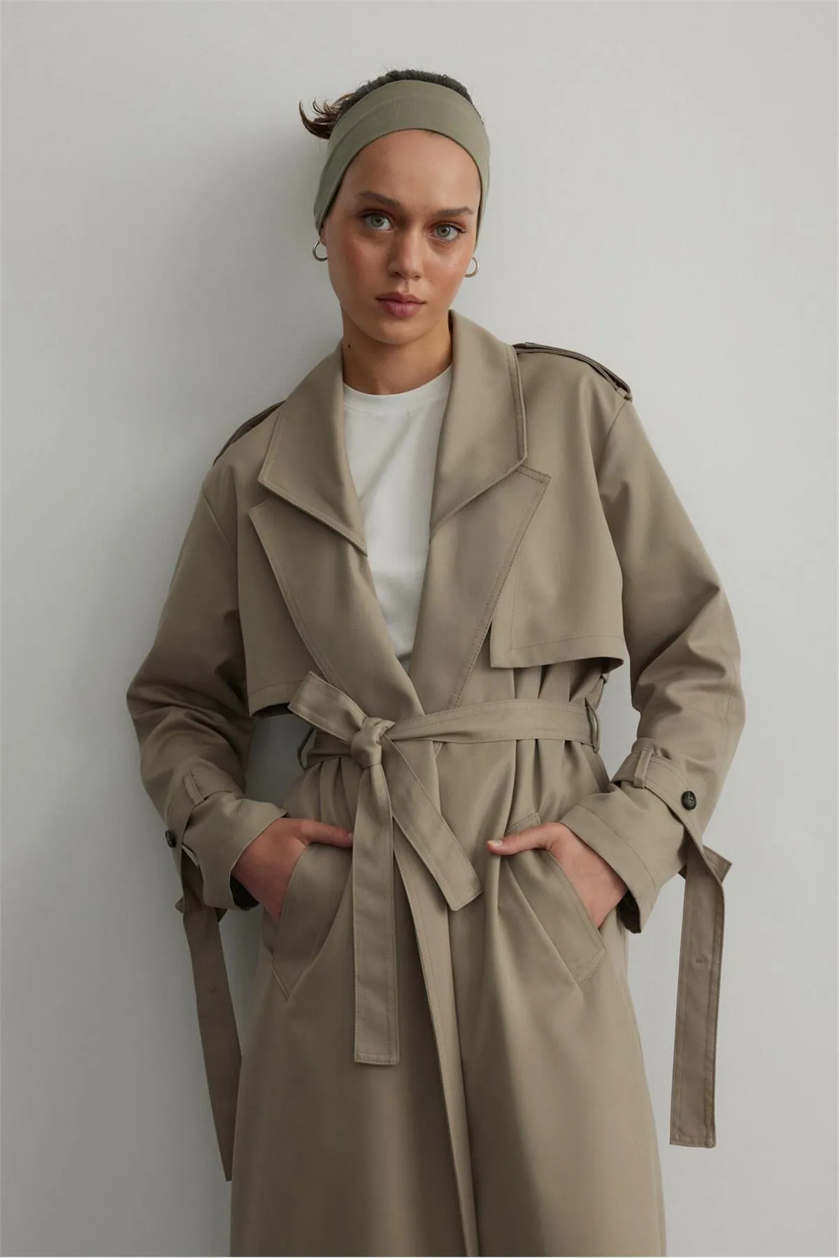 Suud Collection  Trenchcoat - Khaki - Zweireihig
