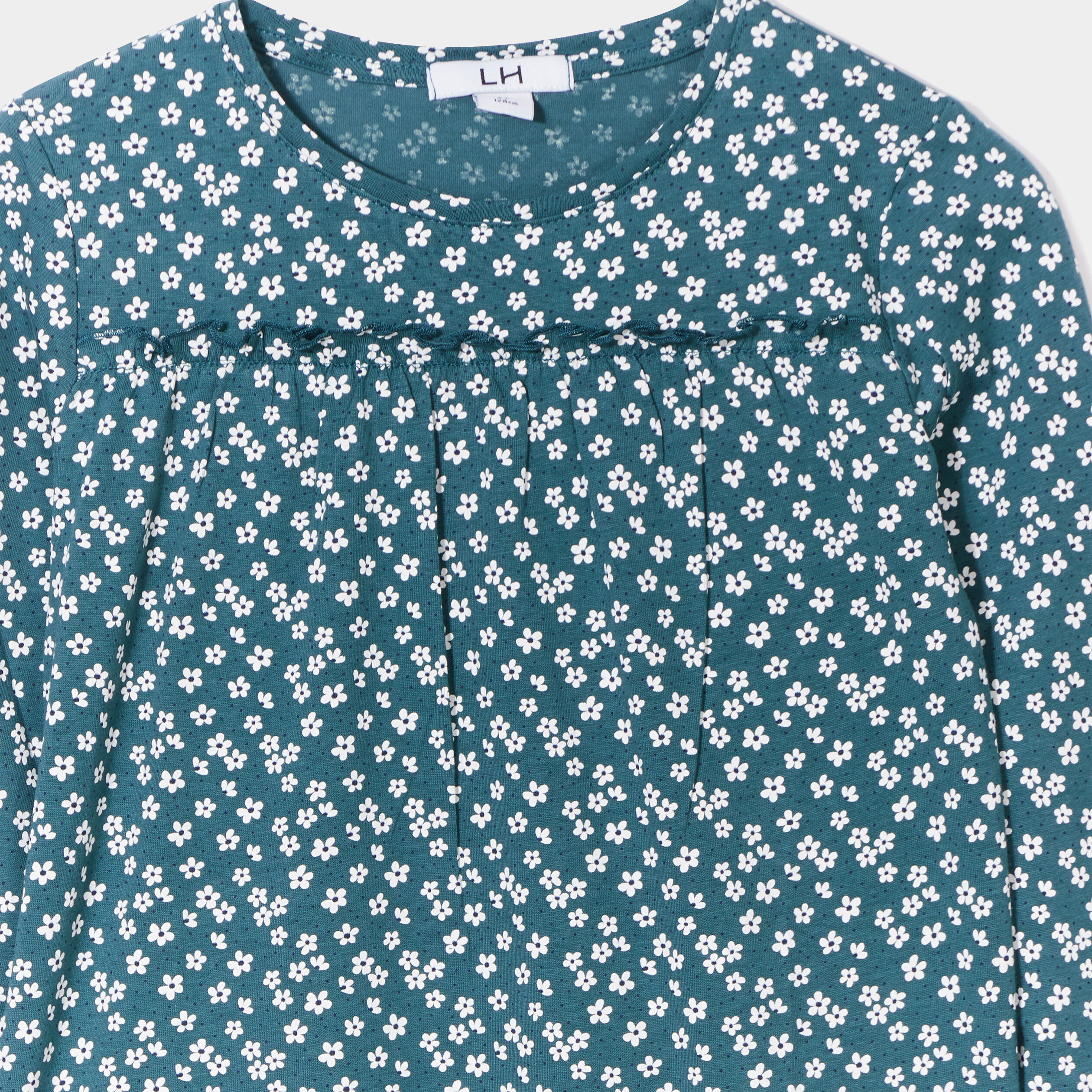T-shirt oversize à fronces coton vert canard fille | La Halle