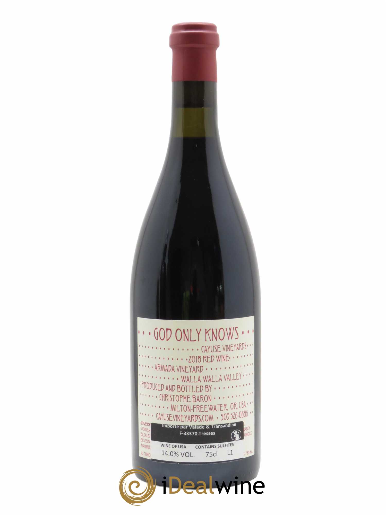 Walla Walla Valley Cayuse God only knows Christophe Baron  2018 - Lot de 1 Bouteille