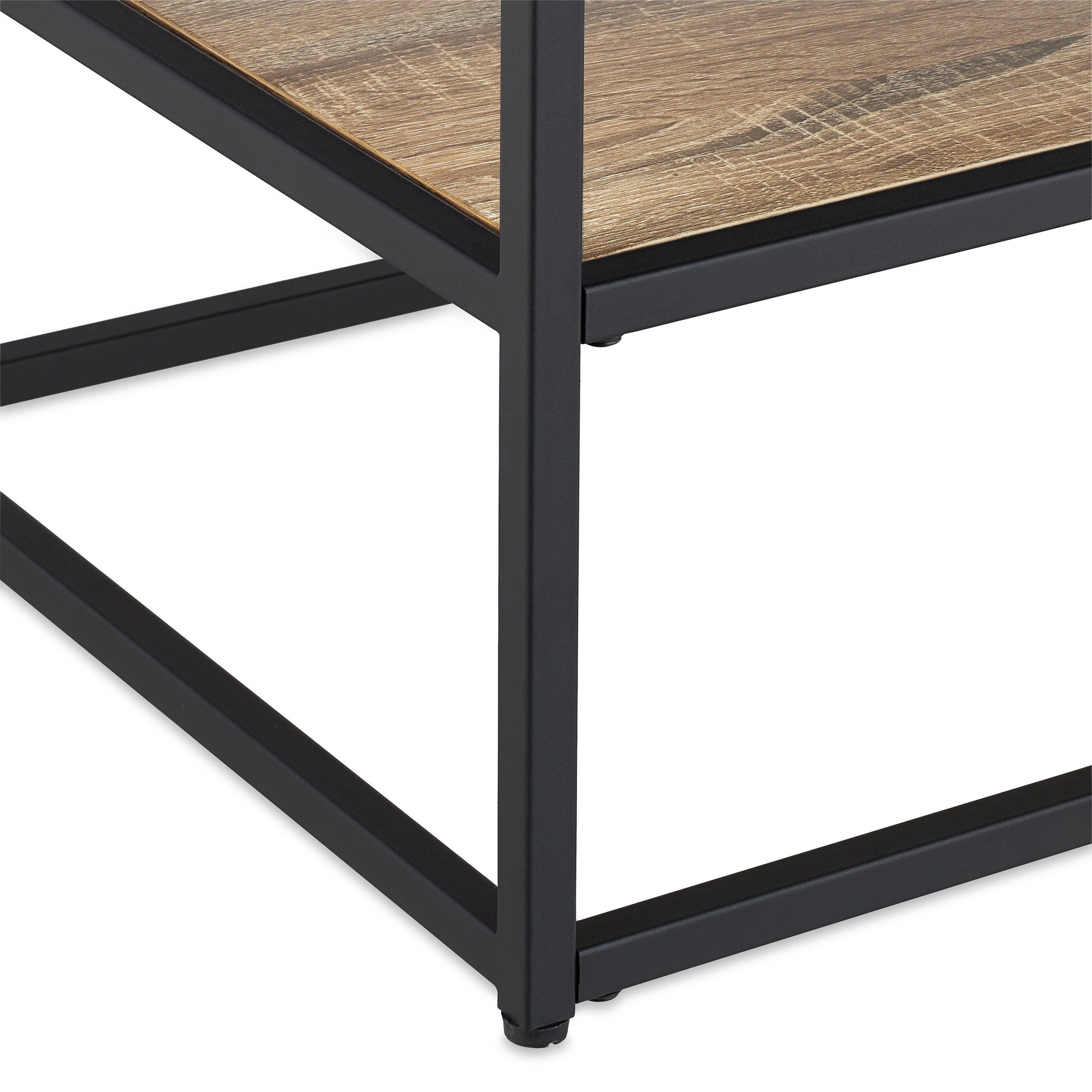 relaxdays Couchtisch Schwarzer Couchtisch mit Glasplatte