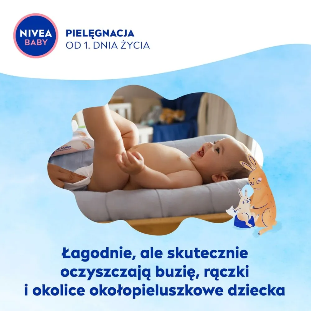 Nivea Baby Toddies biologiškai skaidžios servetėlės, 57 vnt.