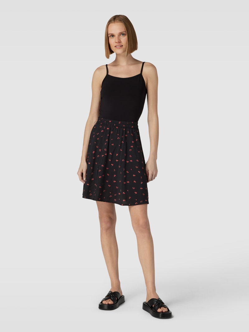 Minirock mit Allover-Muster Modell 'Vinaya' in schwarz
