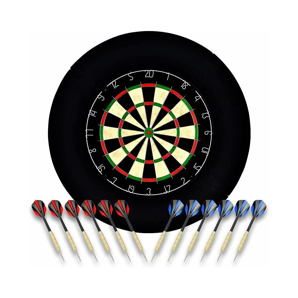 COFI 1453 Sisal/Borsten-Dartscheibe mit Stapelfreiem Bullseye, 18 g Stahlspitzen-Dartset