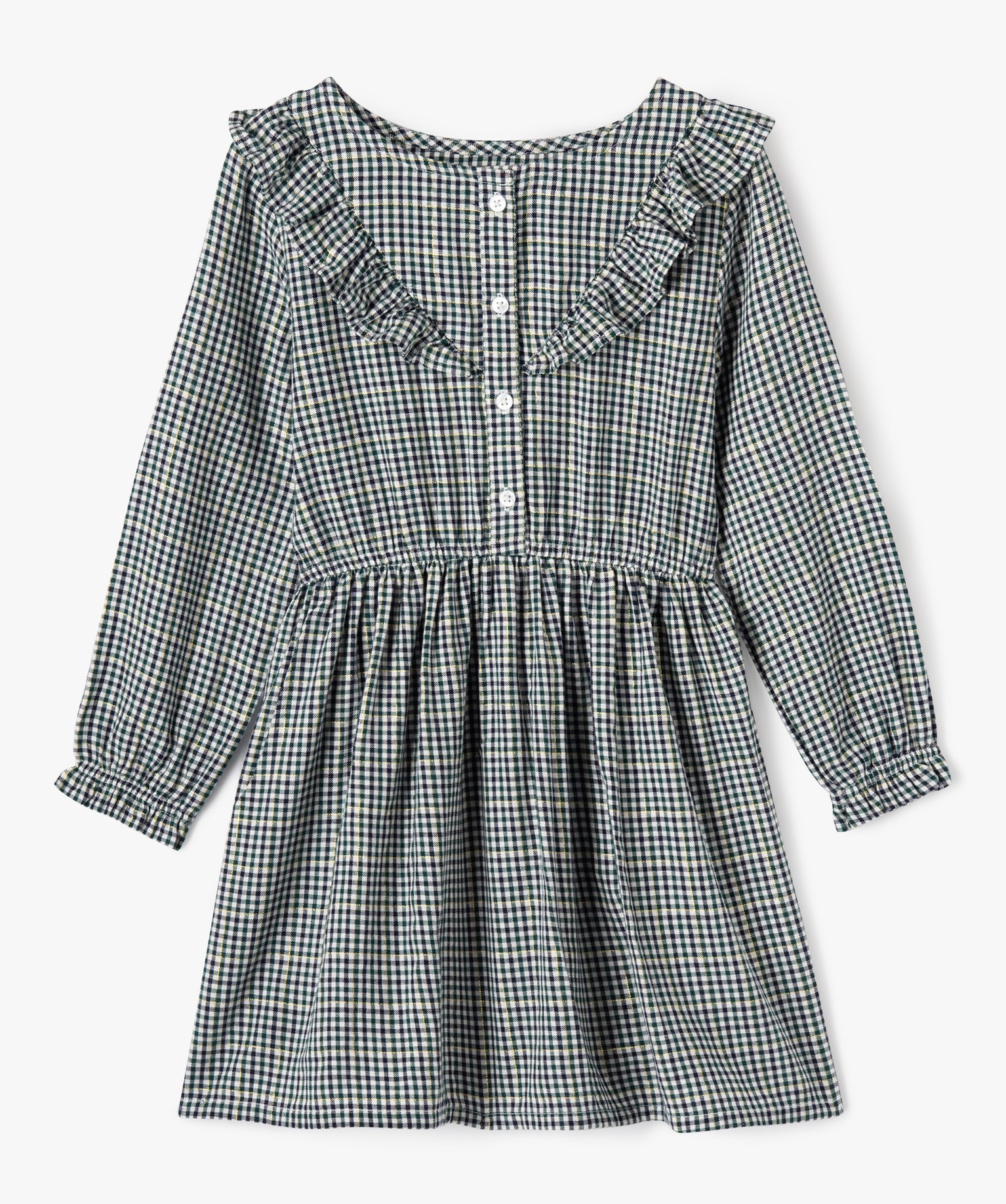 Robe à manches longues à carreaux fille carreaux | GEMO