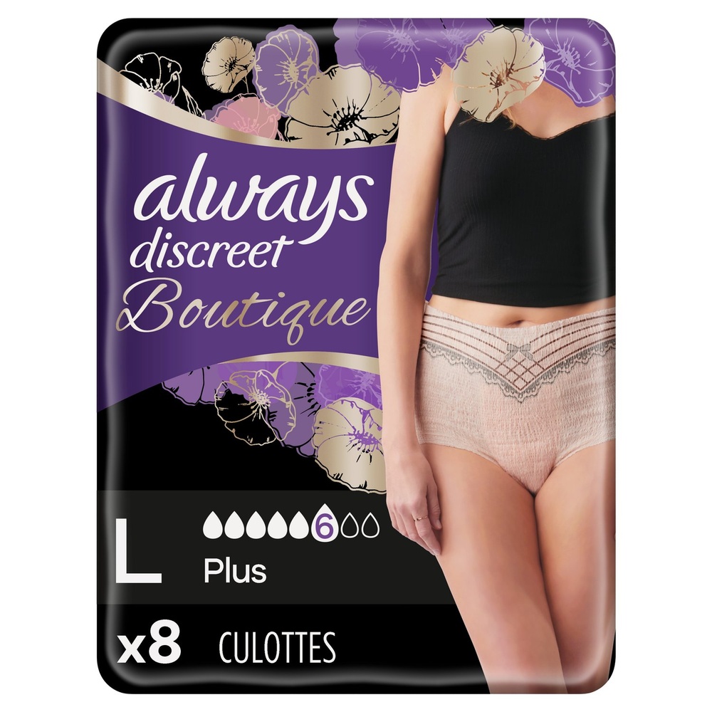 always Always Discreet Culottes Pour Fuites Urinaires Couleur Pêche x8 Culottes Pour Fuites Urinaires