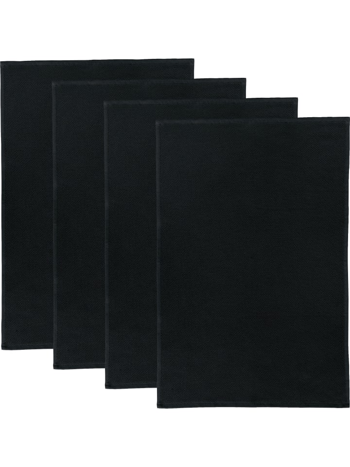 Erwin Müller Baumwolle Frottier-Geschirrtuch 4er-Pack in schwarz günstig kaufen 50 x 70 cm