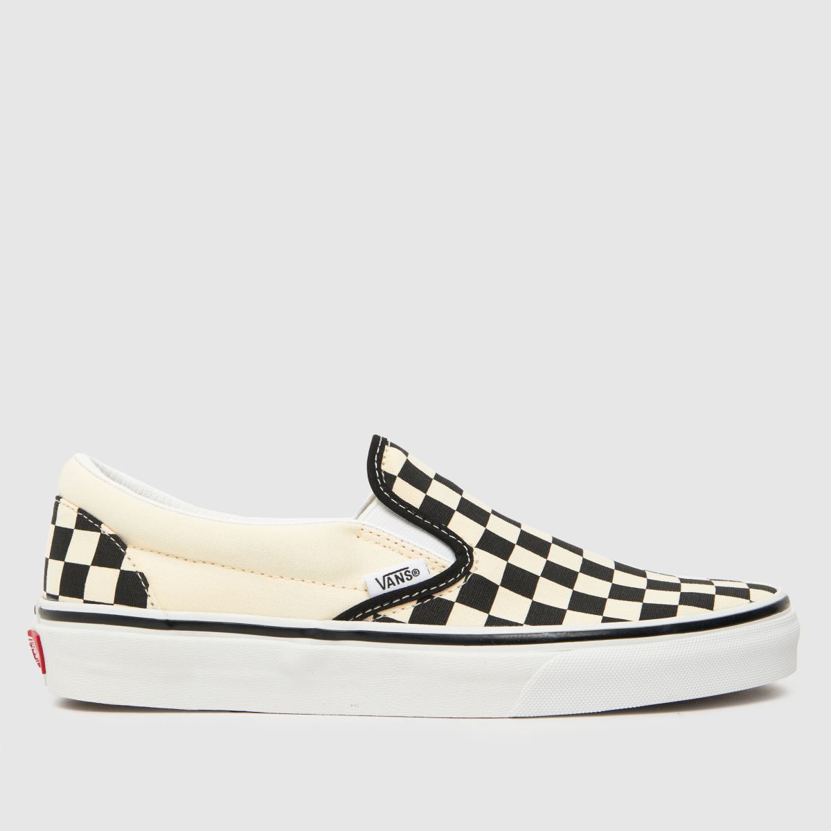 Vans – Schackrutiga klassiska slip-on-sneakers i svart och krämfärgat