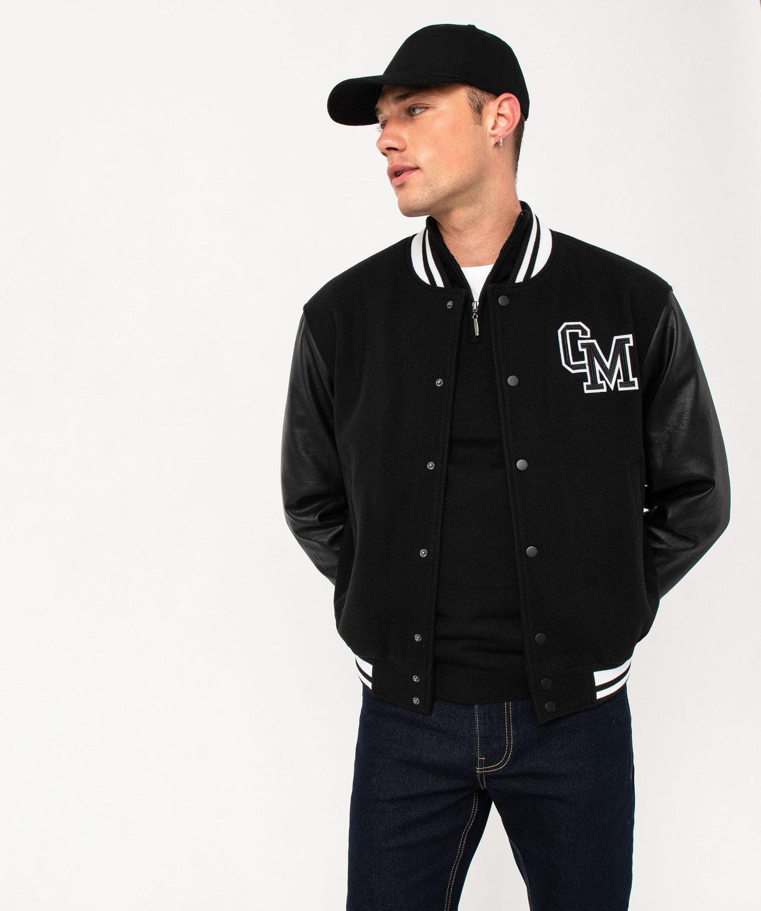 Blouson bi-matières avec finitions bicolores homme - Camps ... noir | GEMO
