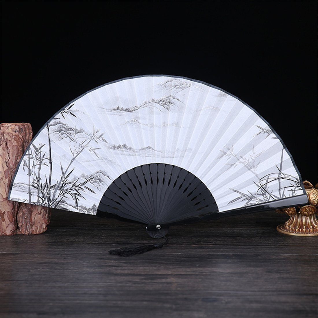 DÖRÖY Handfächer Handfächer aus Seide, Tanzfächer, klassischer Faltfächer, Geschenk
