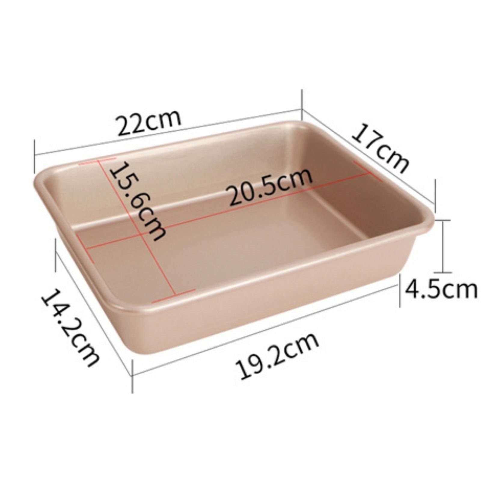 Chefmade Backblech Kuchenblech, Karbonstahl, (CHEFMADE, 22cm Auflaufform, 220x170x46mm, Champagnergold, antihaft- & silikonbeschichtet, Brownieform, Kastenform, Ofenform, Karbonstahl, Premium), Backblech für Backofen Gold - Kuchenblech 22 cm