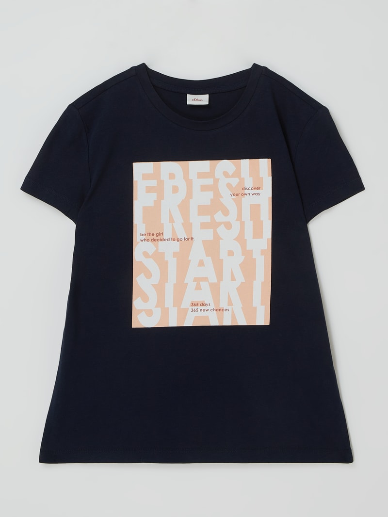 T-Shirt mit Print in marineblau