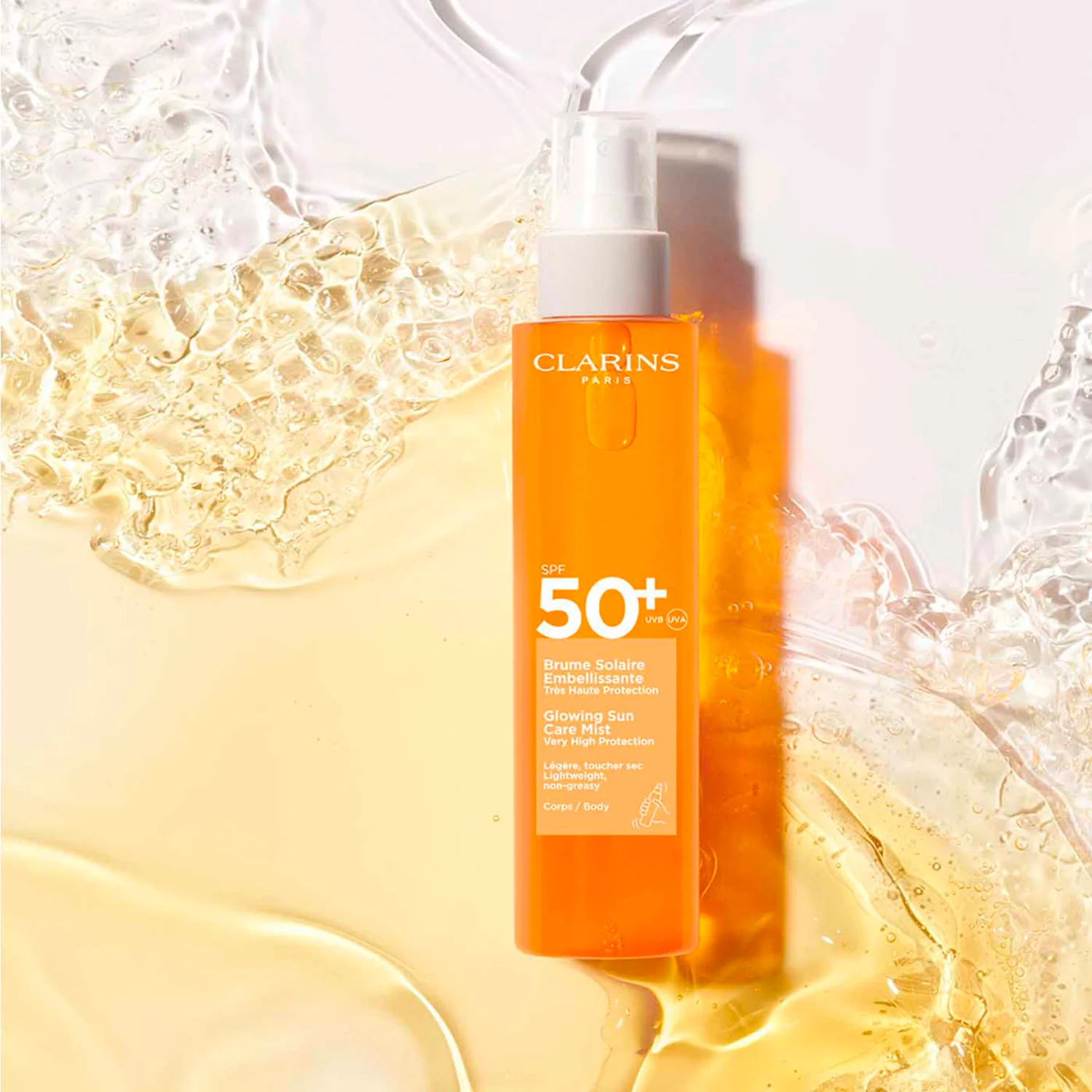 Spray solar iluminador SPF50+ - Spray solar corporal de alta protección.