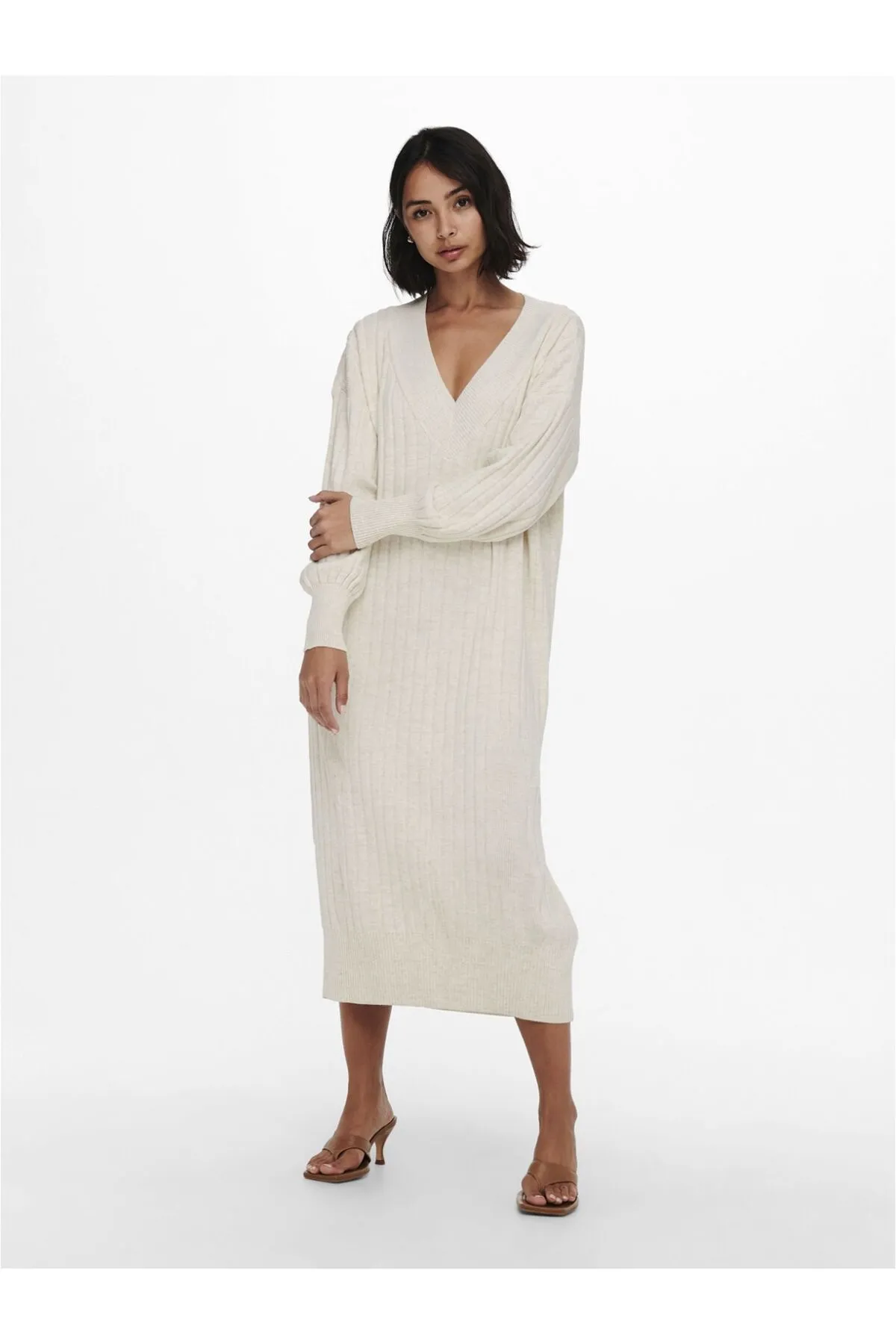 Only  Strickkleid ONLNEW TESSA L/S MIDI V DRESS KNT NOOS