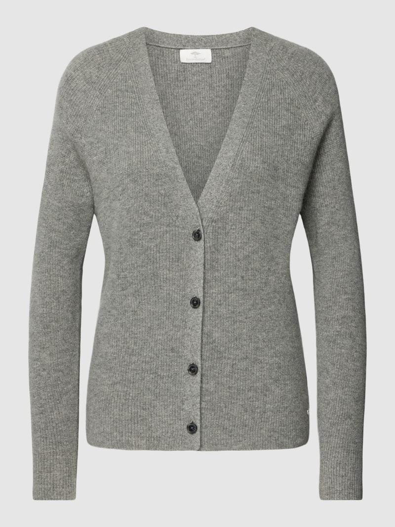 Strickjacke aus Kaschmir mit Rippenstruktur in silber
