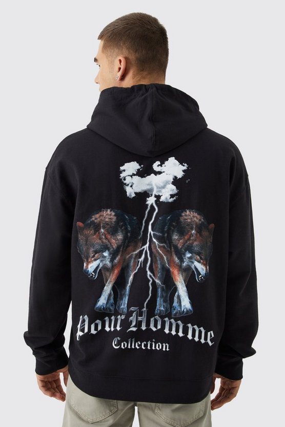 Oversize Hoodie mit Pour Homme Print
