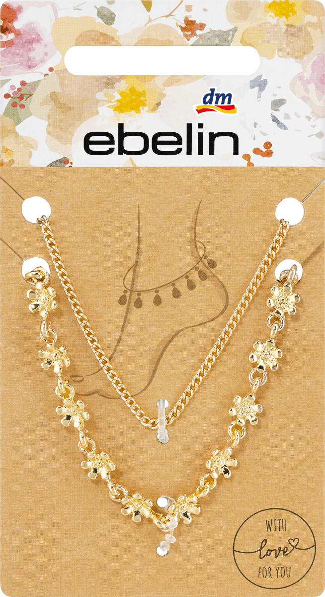 Fußketten Blumen Gold-Optik, 2 St