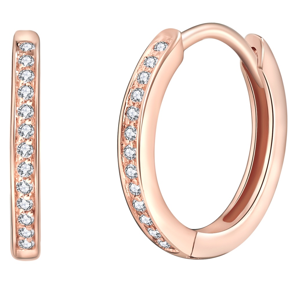 Rafaela Donata Créoles en argent Argent sterling Oxyde de zirconium (CZ) en Or rose Boucles d'oreilles
