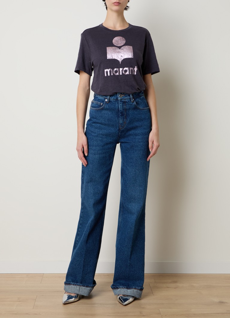 T-shirt in lino Isabel Marant Zewel con stampa logo