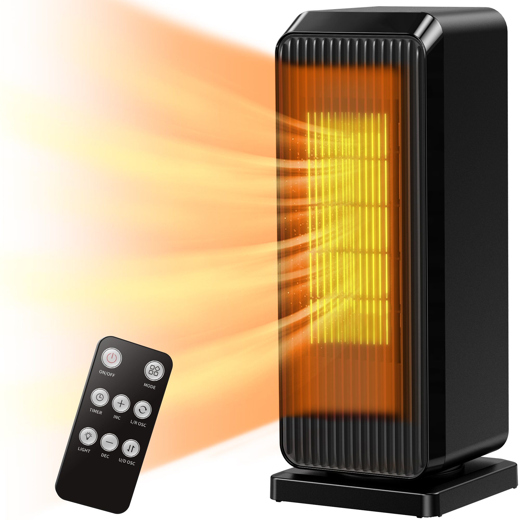 Mutoy Heizstrahler Heizlüfter,Keramikheizlüfter, Heizgerät, Heizung mit Fernbedienung, 1800 W, Heizlüfter energiesparend mit Oszillationsfunktion&Timer,3 Heizstufen