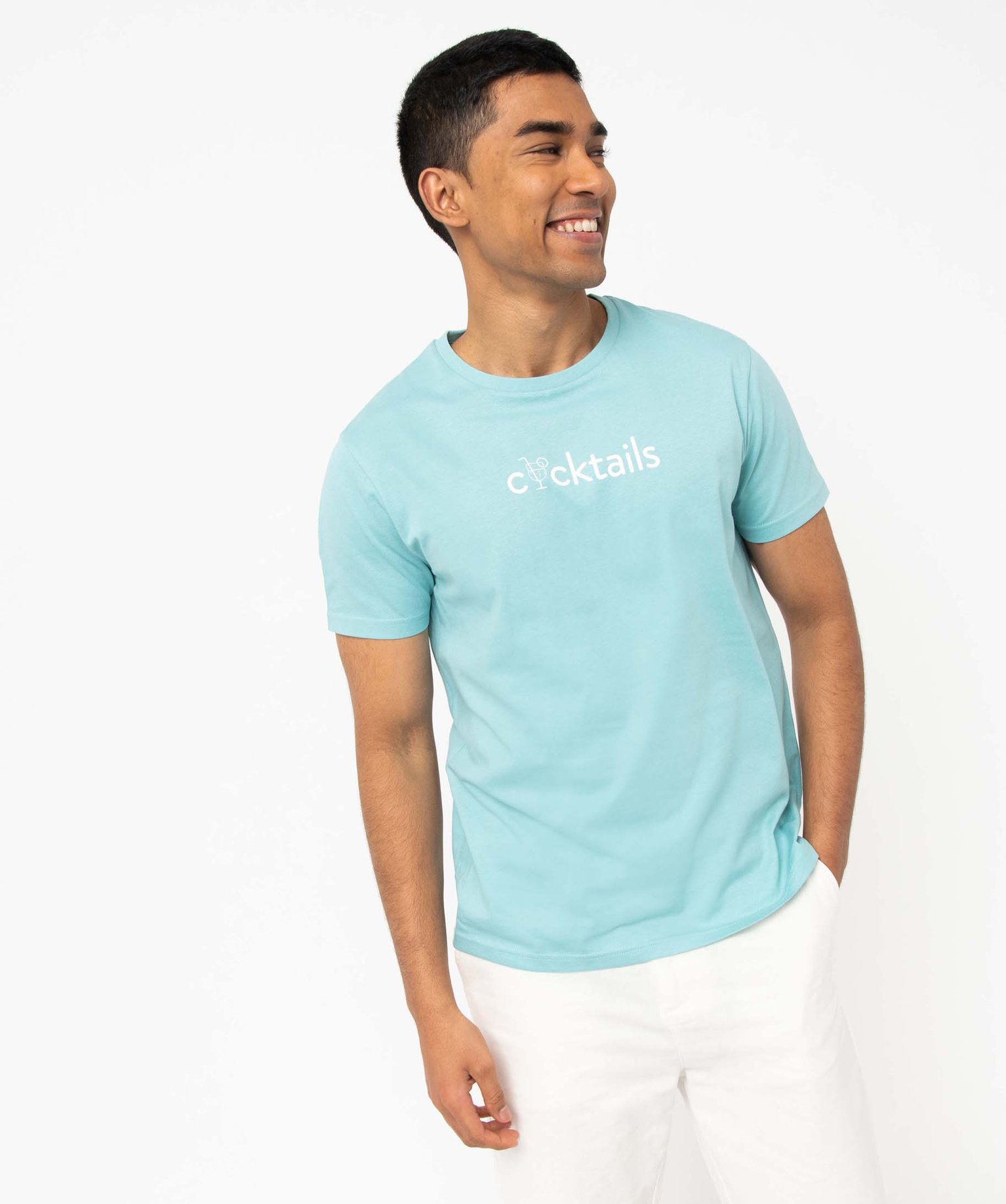 Tee-shirt homme à manches courtes à motif estival bleu | GEMO