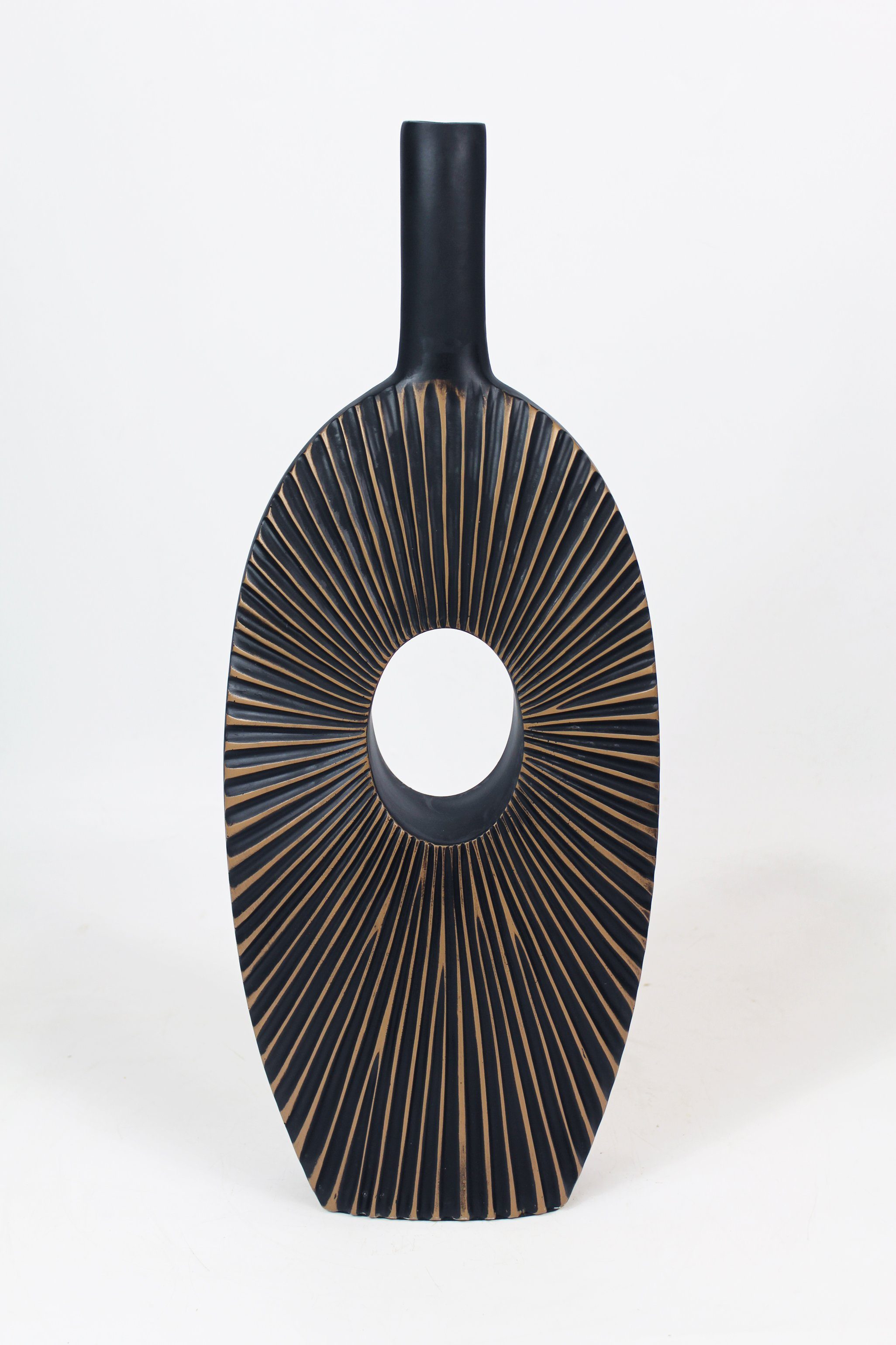 Arnusa Dekovase Blumenvase moderne Vase geriffelt Braun Dekoration, große Tischvase mit Filzgleiter