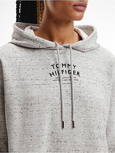 TOMMY HILFIGER Damen Sweatshirt RELAXED TEXT FLOCK PRINT HOODIE