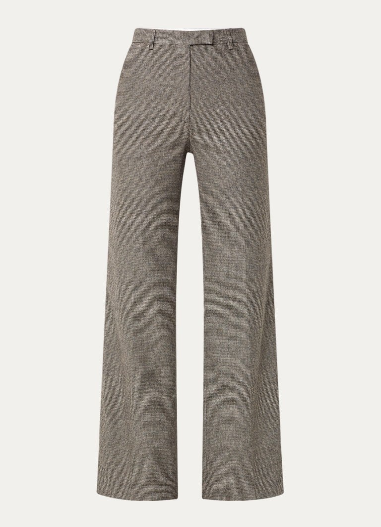 Gerard Darel Dali high waist wide fit trousers in wool blend with houndstooth design