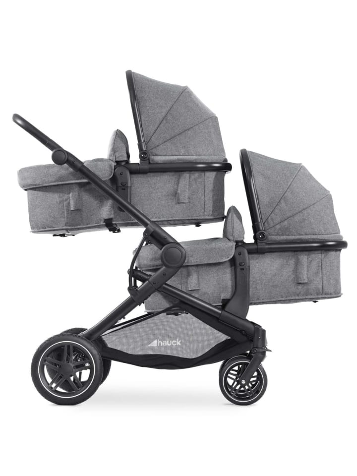 Hauck Zwillingskinderwagen Atlantic Twin (inkl. Babywanne in grau,schwarz günstig kaufen onesize