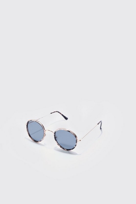 Runde Schildplatt Metall-Sonnenbrille