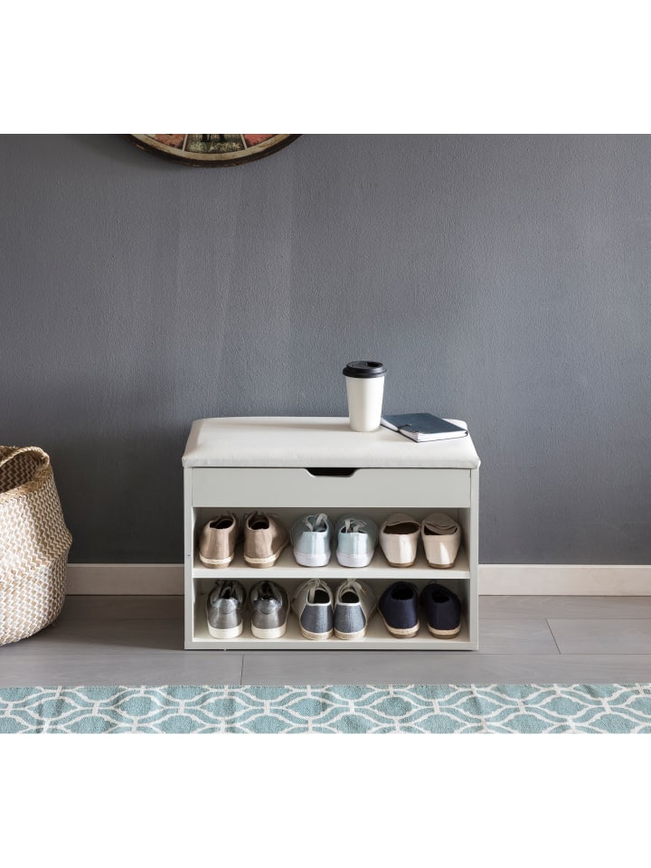 KADIMA DESIGN Schuhbank mit Sitzfläche Garderoben-Bank Holz 60 x 40 x 30 cm, in Weiß günstig kaufen onesize