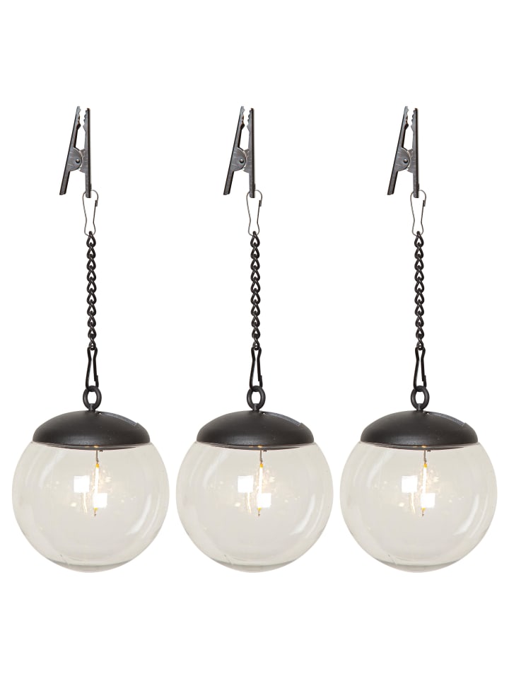 STAR Trading Solar-Hängeleuchte Globe 3er-Set in Schwarz,Transparent günstig kaufen onesize