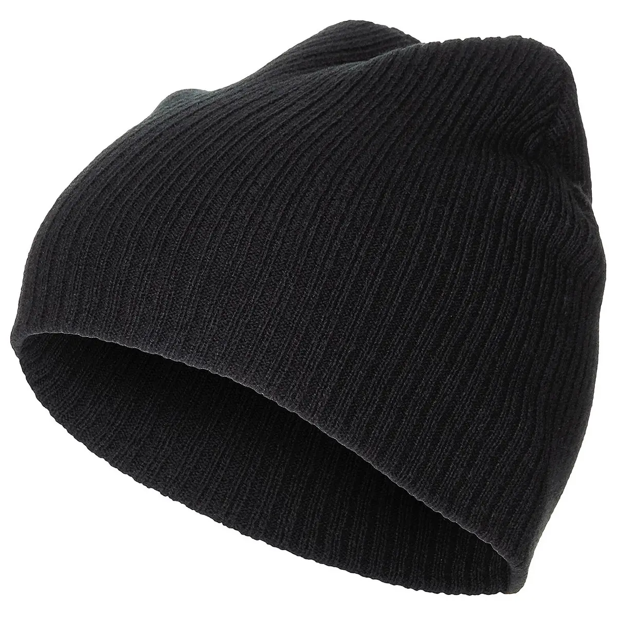 Strickmütze BEANIE extra kurz schwarz