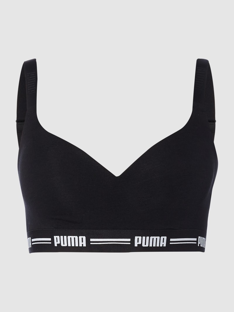 Bralette mit Logo-Bund in schwarz