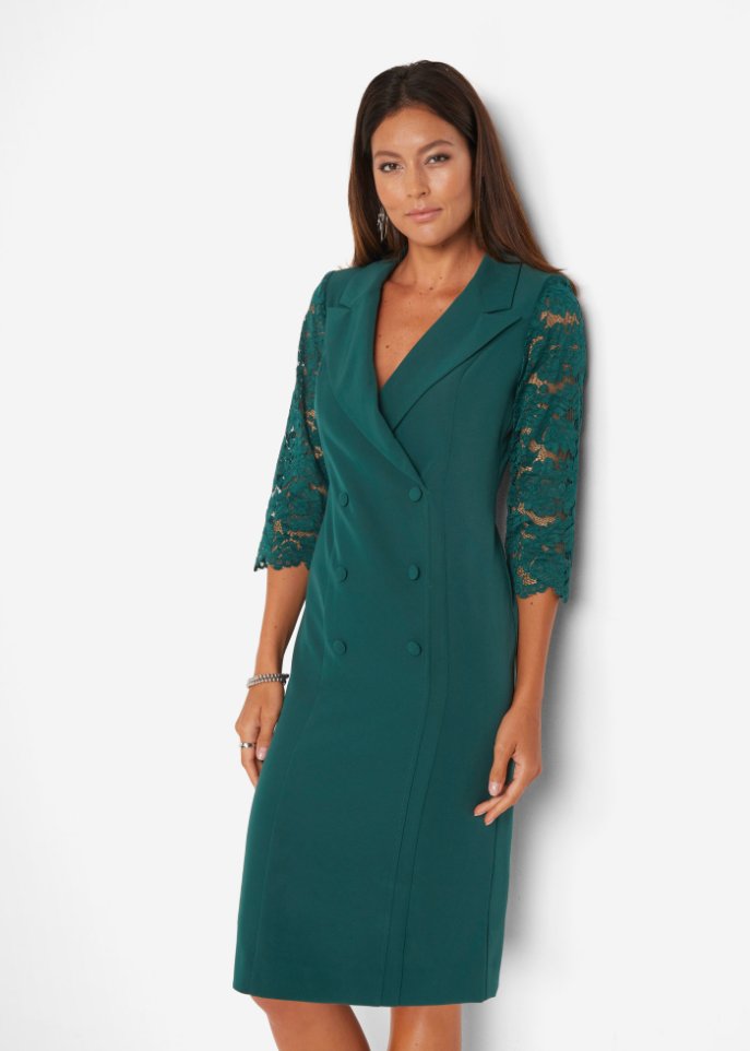 Blazer-Kleid mit Spitzenärmeln