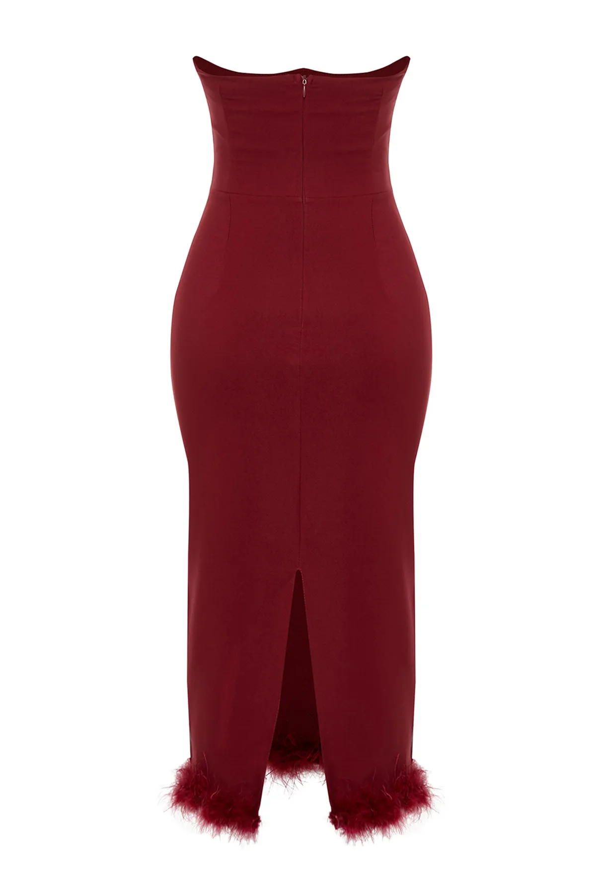 Trendyol Collection  Burgunderrotes, figurbetontes, gewebtes Korsett-Detail, elegantes Abendkleid TPRAW24EL00182