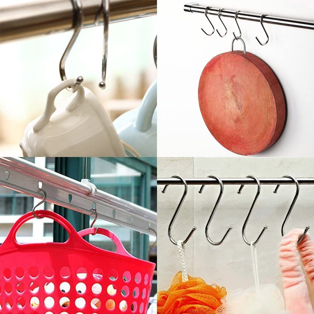 JedBesetzt Wandhaken S-Haken, Aufbewahrungshaken, Edelstahl, 9cm, Badezimmer, Dusche, Tür, Anti-Kratzer