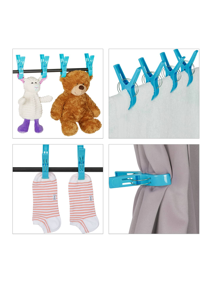 relaxdays 16 x Strandtuchklammern in Blau günstig kaufen onesize
