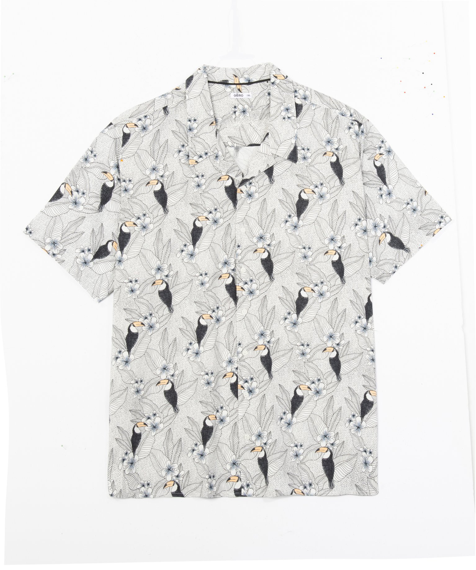 Chemise homme grande taille à motifs fleuris blanc | GEMO