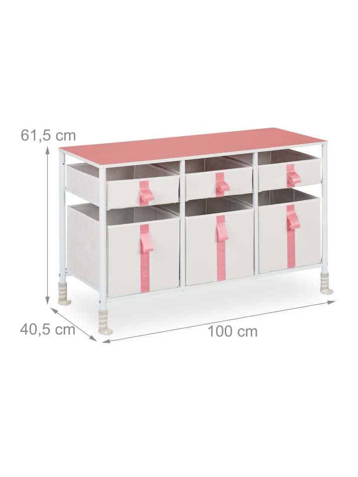 relaxdays Kinder-Kommode in Weiß/ Rosa - (B)100 x (H)61,5 x (T)40,5 cm günstig kaufen onesize