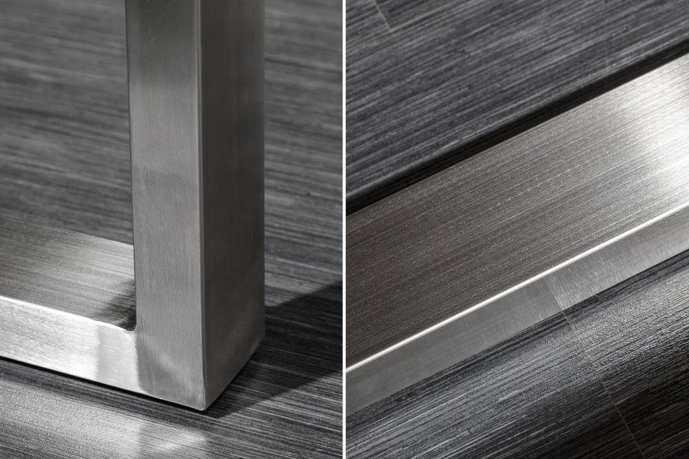 riess-ambiente Baumkantentisch MAMMUT NATURE 200cm honigfarben (natur) / silber (Einzelartikel, 1-St), Massivholz · Edelstahl · Kufen · 6cm Platte · lackiert · Esszimmer