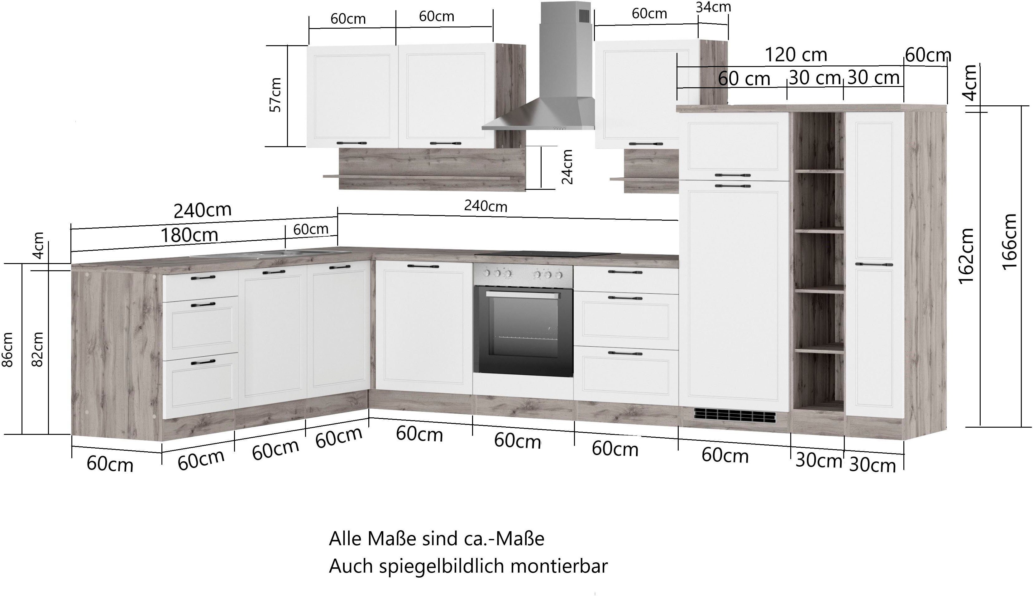 HELD MÖBEL Küche Lana, Stellbreite 240/360 cm, wahlweise mit oder ohne E-Geräte