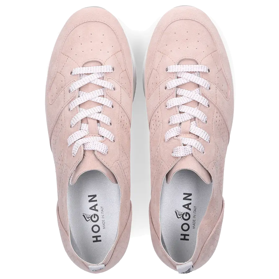 Hogan - Sneaker low H222 Veloursleder Lochmuster Logo altrosa - pink