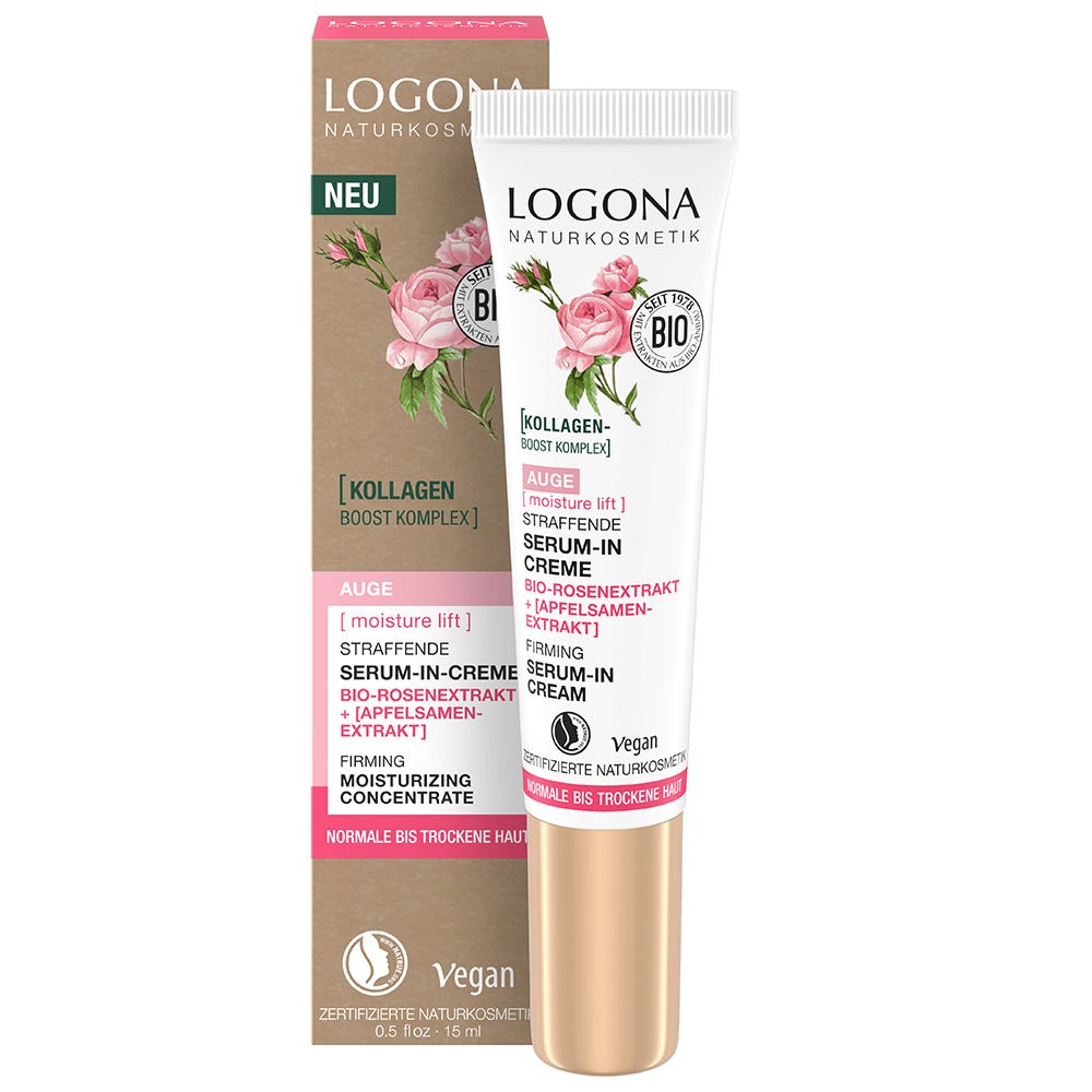 LOGONA Moisture Lift Straffende Serum-in-Creme Bio-Rosenextrakt & Bio-Apfelsamenextrakt 15 ml