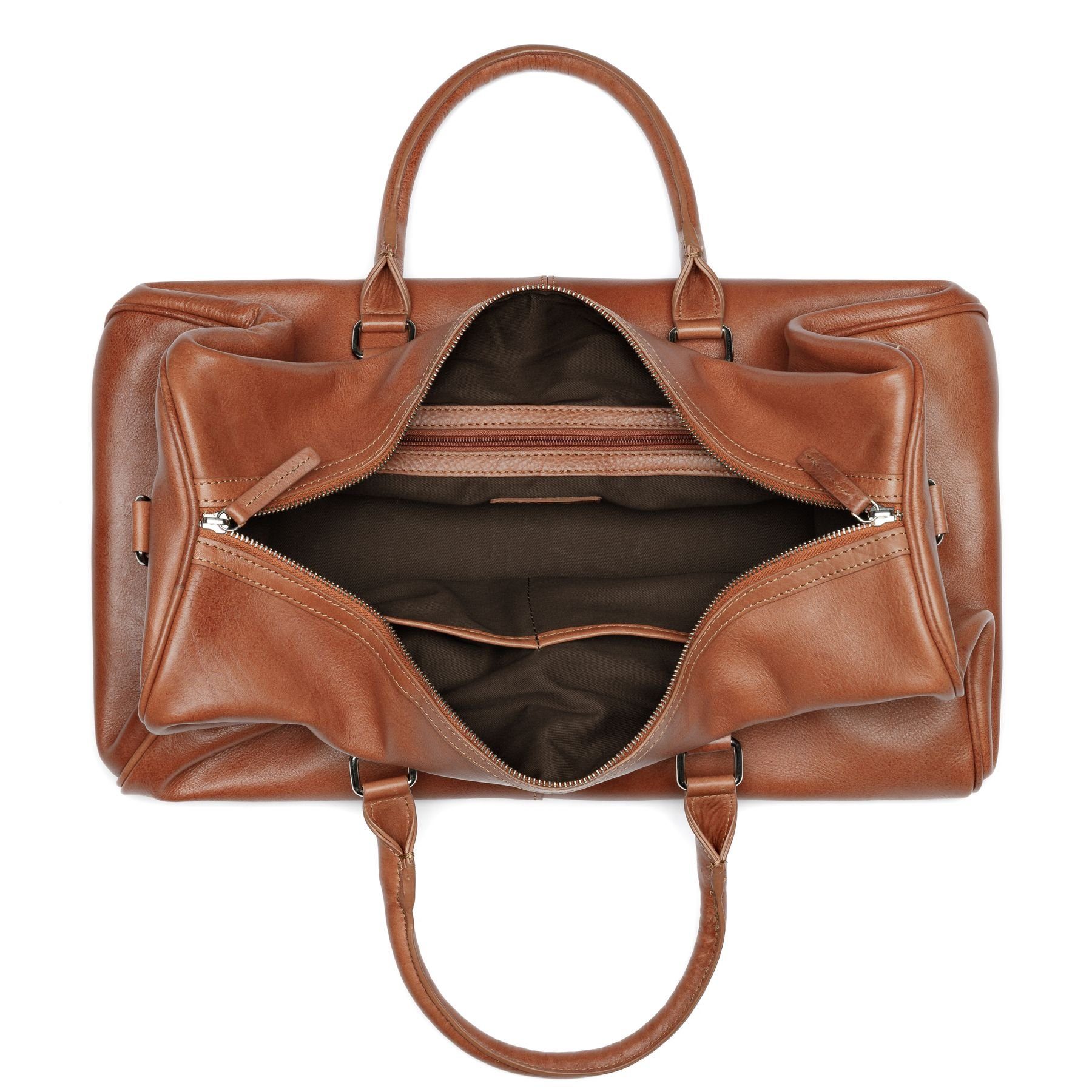 SID & VAIN Reisetasche Leder Weekender Unisex SEATTLE, Echtleder Reisegepäck für Damen & Herren, Sporttasche XL braun